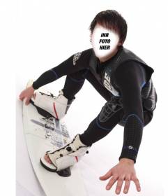 Fotomontage von einem Surfer auf einem Brett Ihr Gesicht zu setzen
