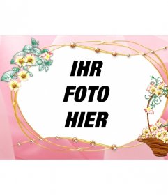 Anpassbare Bilderrahmen mit einem Bild des rosa Hintergrund und getrimmt Blumenkorb