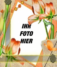 Template-Rahmen mit Blumen und Ihrem Foto