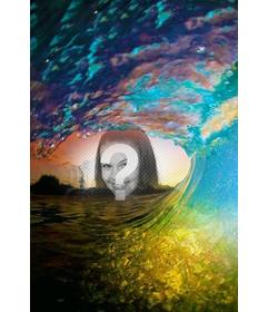 Collage setzen ein Bild in der Mitte einer Welle