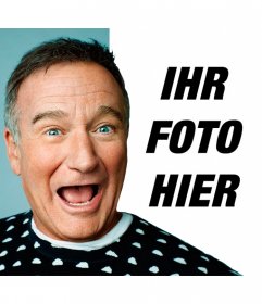 Lächeln, mit Robin Williams mit Fotomontage Schauspieler. Teilen Sie mit Ihren Freunden