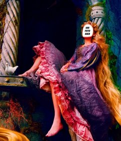 Mit dieser Fotomontage werden Sie die Geschichte Prinzessin Rapunzel in ihrem Turm sein