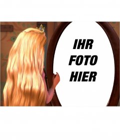 Fotomontage, um das Foto in der Reflexion von Rapunzel