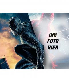 Fotomontage, um das Foto in der Reflexion von Spiderman