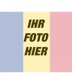 Collage, eine Flagge von Rumänien zusammen mit einem Foto, das Sie hochladen kannst