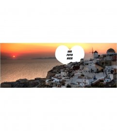 Fotomontage, um das Foto auf einer Facebook-Abdeckung setzen erstellen spektakulären Santorini