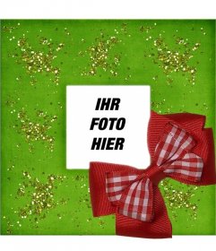 Weihnachten Bilderrahmen mit einem roten Band und grünem Hintergrund