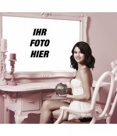 Fotomontage mit Selena Gomez, ein Bild neben ihr in einem Spiegel setzen