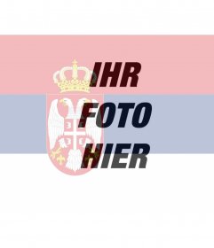 Fotocollage, die Flagge Serbien zusammen mit dem Foto, das Sie hochladen kannst