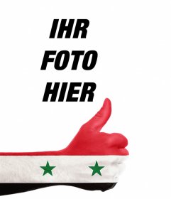 Hand mit Syrien-Flagge Ihr Foto hinzufügen Online-