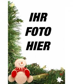 Weihnachtskarte mit Schneemann Ornamente und um Ihr Foto legen
