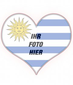 Fotomontage mit der Flagge von Uruguay auf ein Herz 