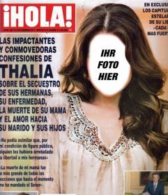 Schauen Sie auf der Titelseite des Magazins HOLA Bearbeitung diese Montage eine online-Effekt von Gesicht in Loch