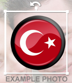 Sticker auf eine Schaltfläche mit der Flagge der Türkei für Ihre Fotos 