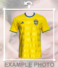 Hemd von Schweden Fußball-Nationalmannschaft zu setzen in Ihren Fotos Dekorative Fotoeffekt
