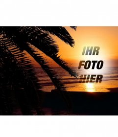 Setzen Sie Ihr Foto online zu einem Sonnenuntergang in einer idyllischen Landschaft von einem Strand