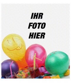 Geburtstagskarte mit Comic-Filter und einige Ballons, um das Bild auf den Hintergrund zu stellen und gratuliere niemandem