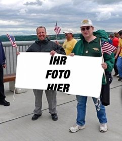 Fotomontage, um das Foto auf dem Banner gesetzt werden, die zwei Fans von den Vereinigten Staaten