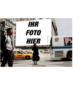 Fotomontage, um Ihr Foto auf einem Plakat setzen auf einer Straße in NewYork