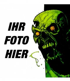 Fotomontage mit einem angreifenden Zombie-