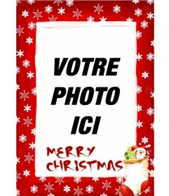 Image de fond cadre rouge avec des flocons de neige et les thèmes de Noël avec pour féliciter les vacances