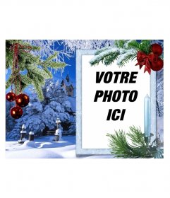 Carte de Noël avec votre photo sur un cadre rectangulaire blanc
