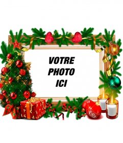 Un cadre pour les photos avec des décorations de Noël