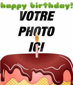 Carte postale danniversaire avec un gâteau et joyeux anniversaire en vert