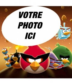 Collage sur Angry Birds dans lespace avec les célèbres oiseaux habillé! Xxx Mettez facilement et gratuitement votre photo préférée dans cette illustration de lespace Angry Birds!