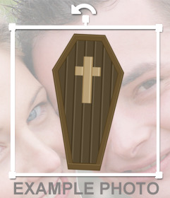 Autocollant dun dessin dun cercueil avec une croix