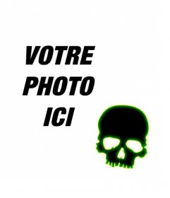 Créer un avatar pour Facebook et Twitter avec un crâne noir avec bordure verte fluorescente sur une photo que vous téléchargez