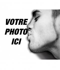 Photomontage dun garçon embrasser