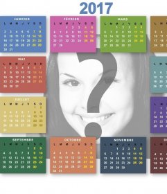 Colorful calendrier 2017 pour personnaliser avec votre photo