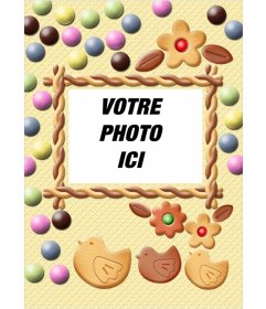 Insérer une image dans ce cadre de biscuits et de bonbons de couleurs pastel