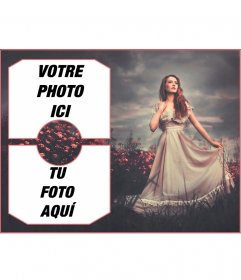 Collage pour deux photos avec une fille dans un champ