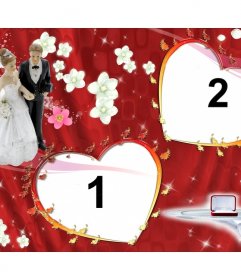 collage de mariage avec deux coeurs de mettre vos photos
