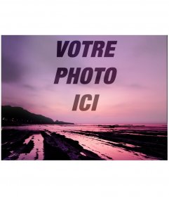 Collage de photos pour mettre une image sur la transparence sur un beau coucher de soleil dans des tons violets