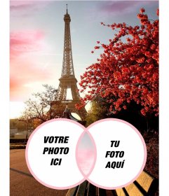 Photomontage romantique avec la Tour Eiffel