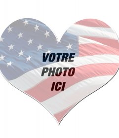 Cadre en forme de coeur avec le drapeau Etats-Unis