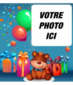 Lanniversaire de carte virtuelle pour enfants avec un ours