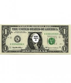 Photomontages originale où vous pouvez mettre votre visage sur le billet dun dollar