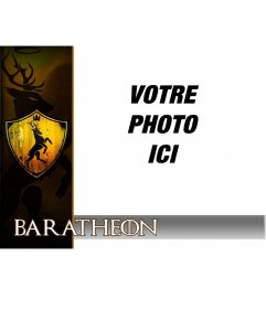 Photomontage avec le bouclier de la maison Baratheon 