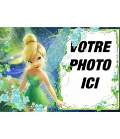 Des photos de cadre de motifs floraux et couleur bleu vert qui apparaît au premier plan une blonde fée ailée et d"espace pour inclure votre photo