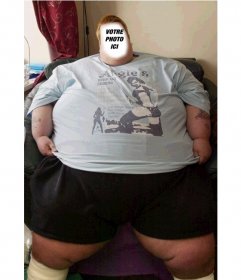 Montage ajouter la photo de votre choix dans le visage de cet homme gras