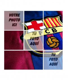 Collage avec le FC Barcelone badge que vous pouvez personnaliser avec 3 photos