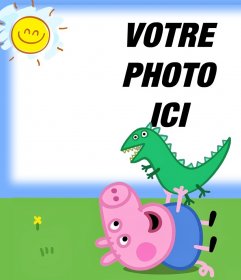 Téléchargez votre photo avec George de Peppa Pig avec son dinosaure jouet