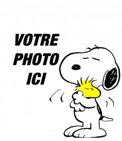 Enfants cadre avec Snoopy et Woodstock amis ajouter votre photo
