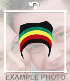 Collez cet autocollant sur vos photos dun capuchon avec des couleurs de reggae 