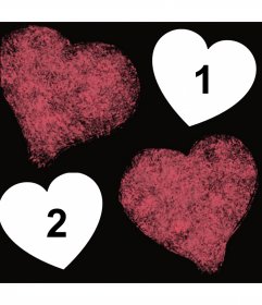 Effet photo avec deux coeurs Stained où vous pouvez télécharger deux images 