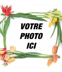 Cadre photo avec des fleurs de printemps pour vos photos